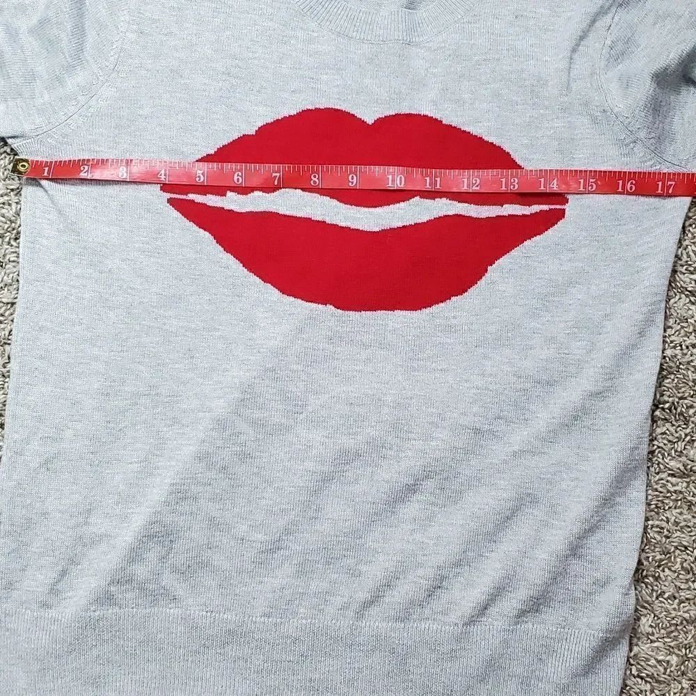 Splendid Gray & Red Lips Sweater - Picture 4 of 6